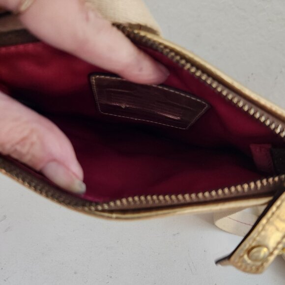 Coach Tattersall Gold Leather Crosssbody Bag Purse - Picture 7 of 9